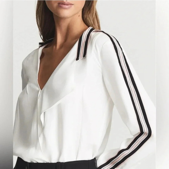 Reiss Calla Color Blocked Blouse Size 2 NWT - Picture 2 of 15
